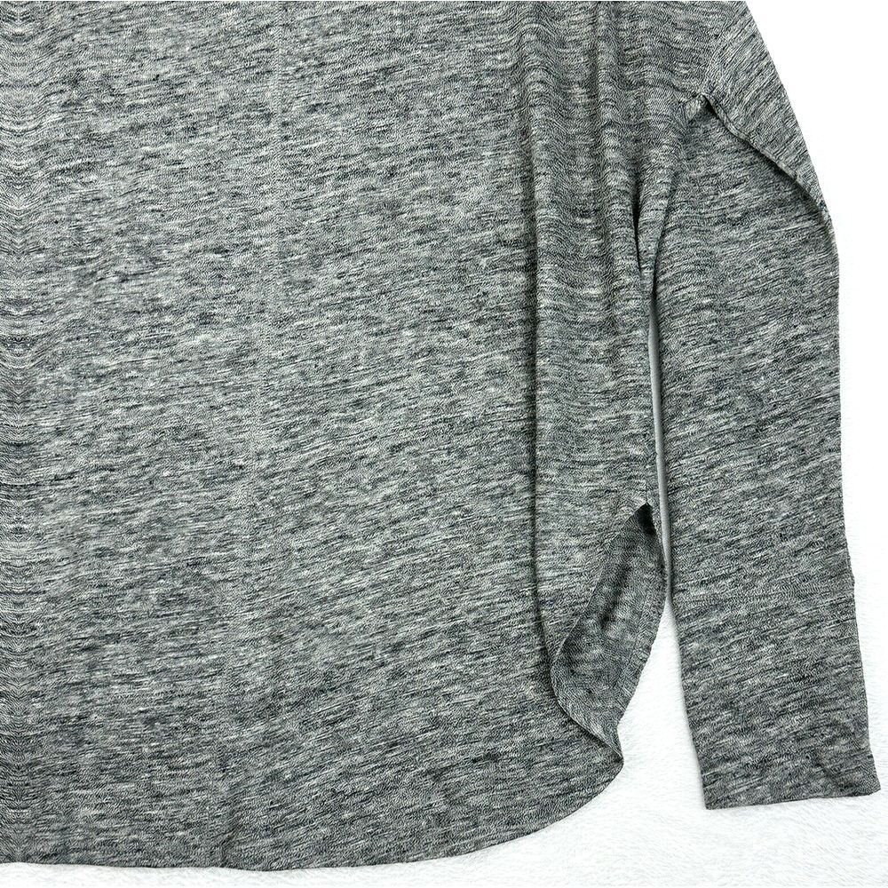 Banana Republic V Neck Linen Pullover Top Womens Large Grey Long Sleeve Pocket - Picture 9 of 12